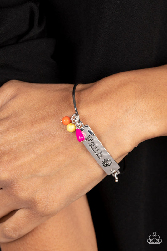 Flirting with Faith - Pink Primrose, Peacock, Orange Tiger Inspirational Bracelet "Faith" Paparazzi B0814