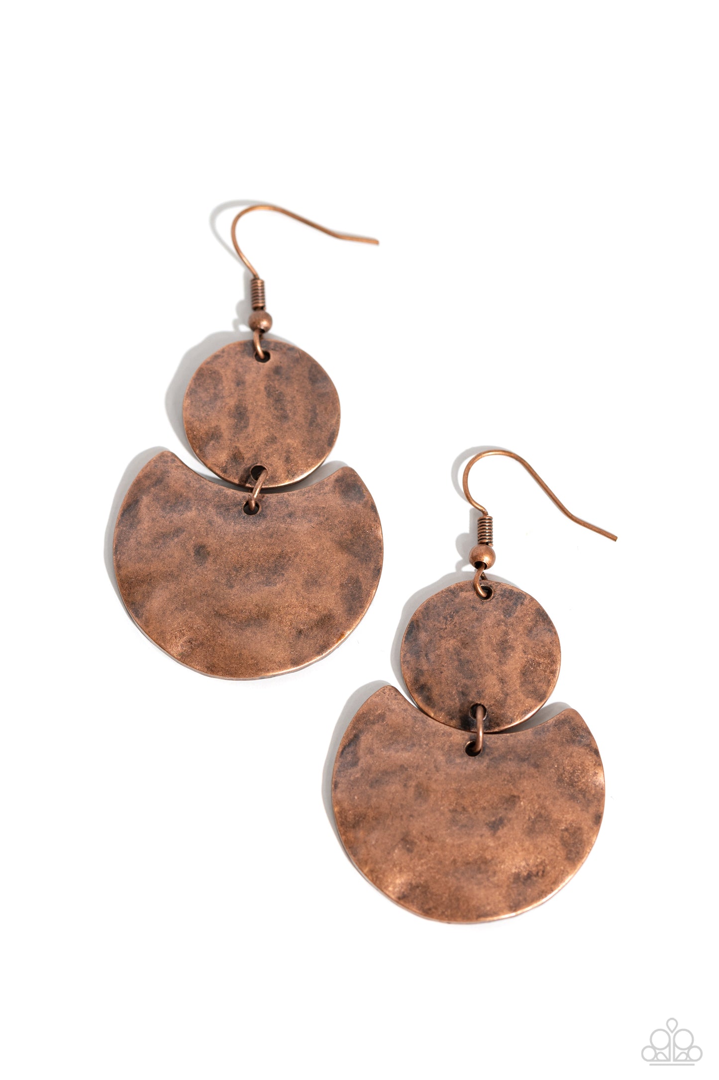 Monochromatic Charisma - Copper Hammered Disc Earring Paparazzi E1737