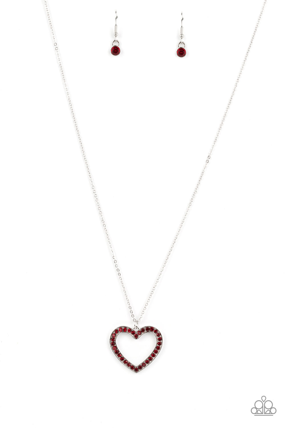 Dainty Darling - Red Rhinestone Heart Necklace Paparazzi N1345