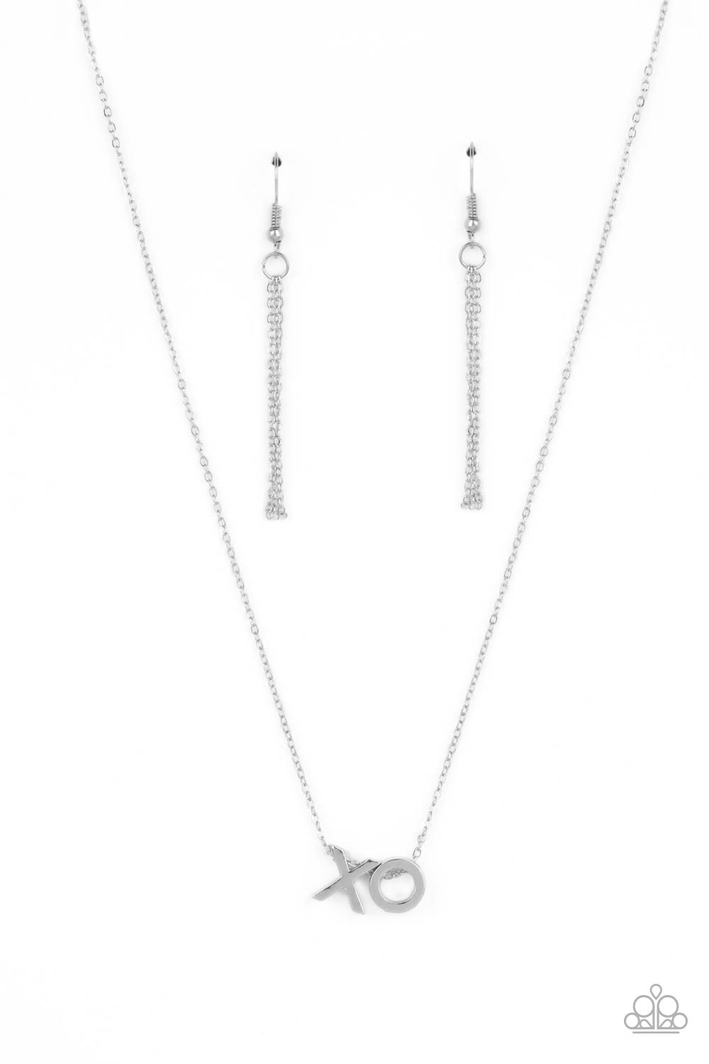 Hugs and Kisses - Silver X & O Hugs & Kisses Necklace Paparazzi N1388