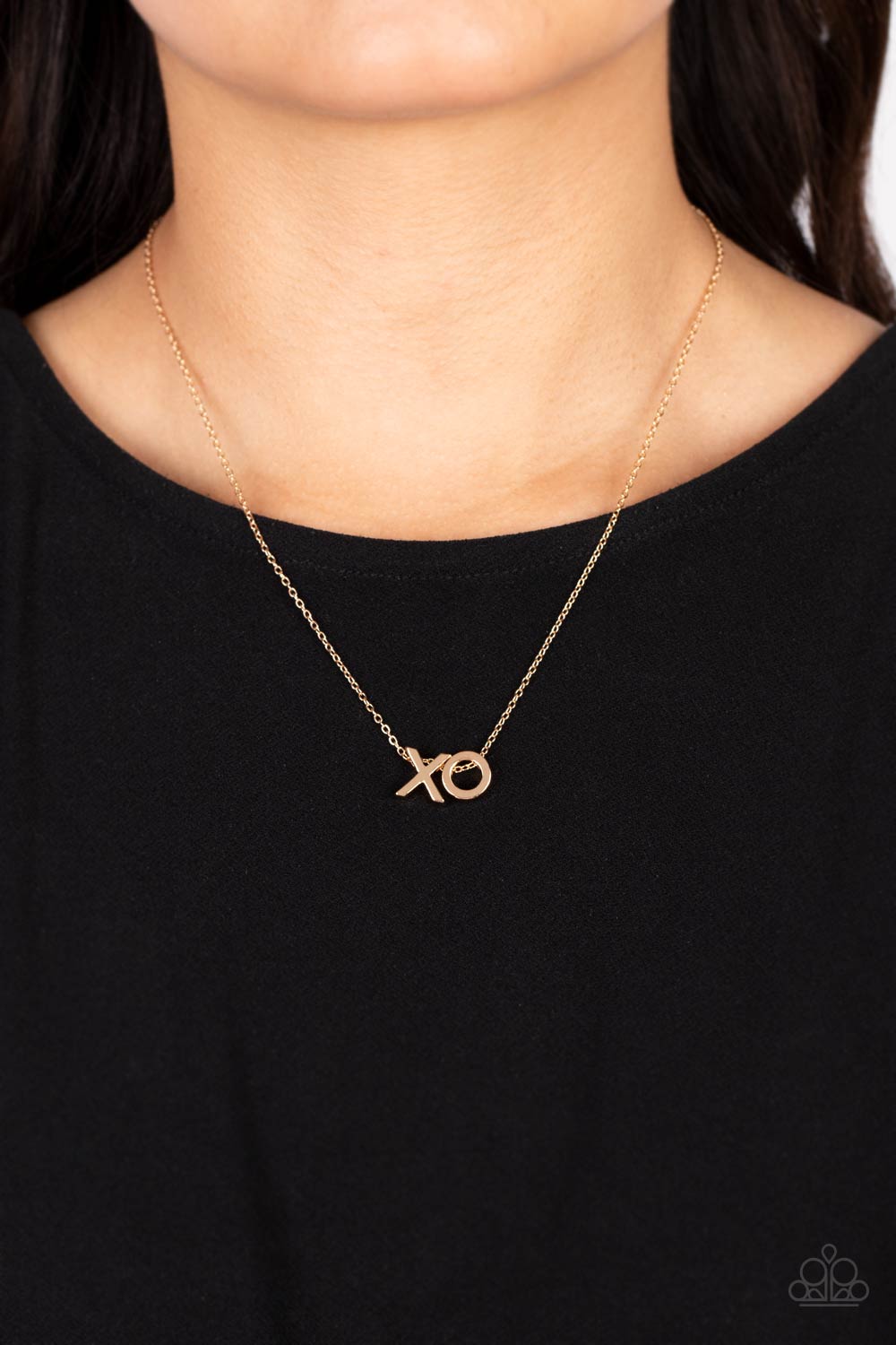 Hugs and Kisses - Gold X & O Necklace Paparazzi N1343