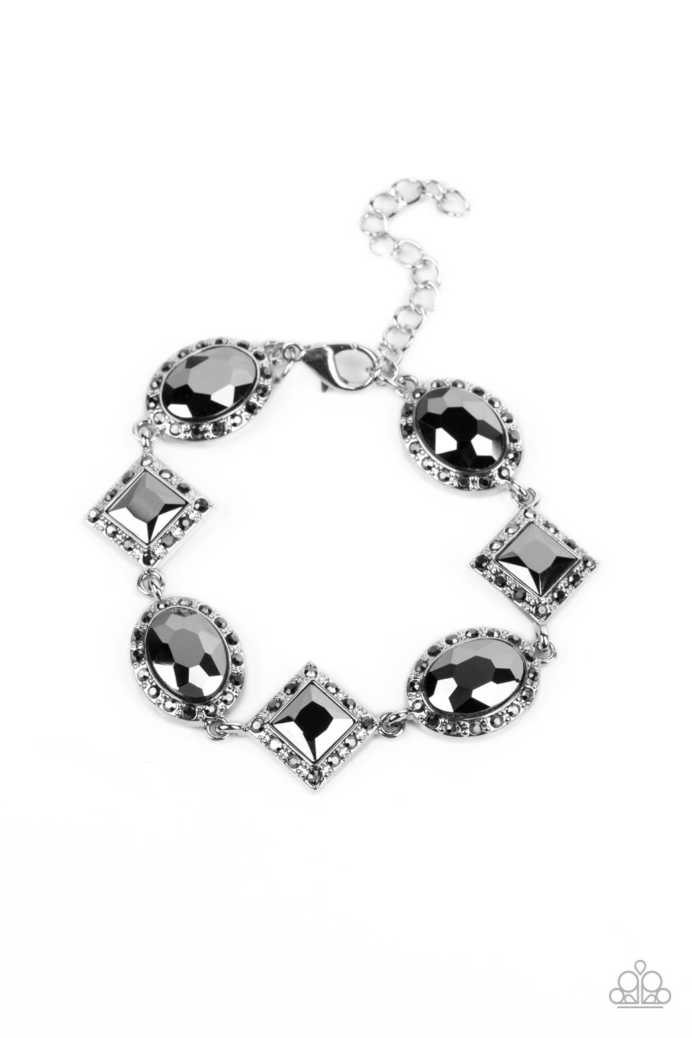 Decade of Dazzle - Silver Hematite Rhinestone Bracelet Paparazzi B1184