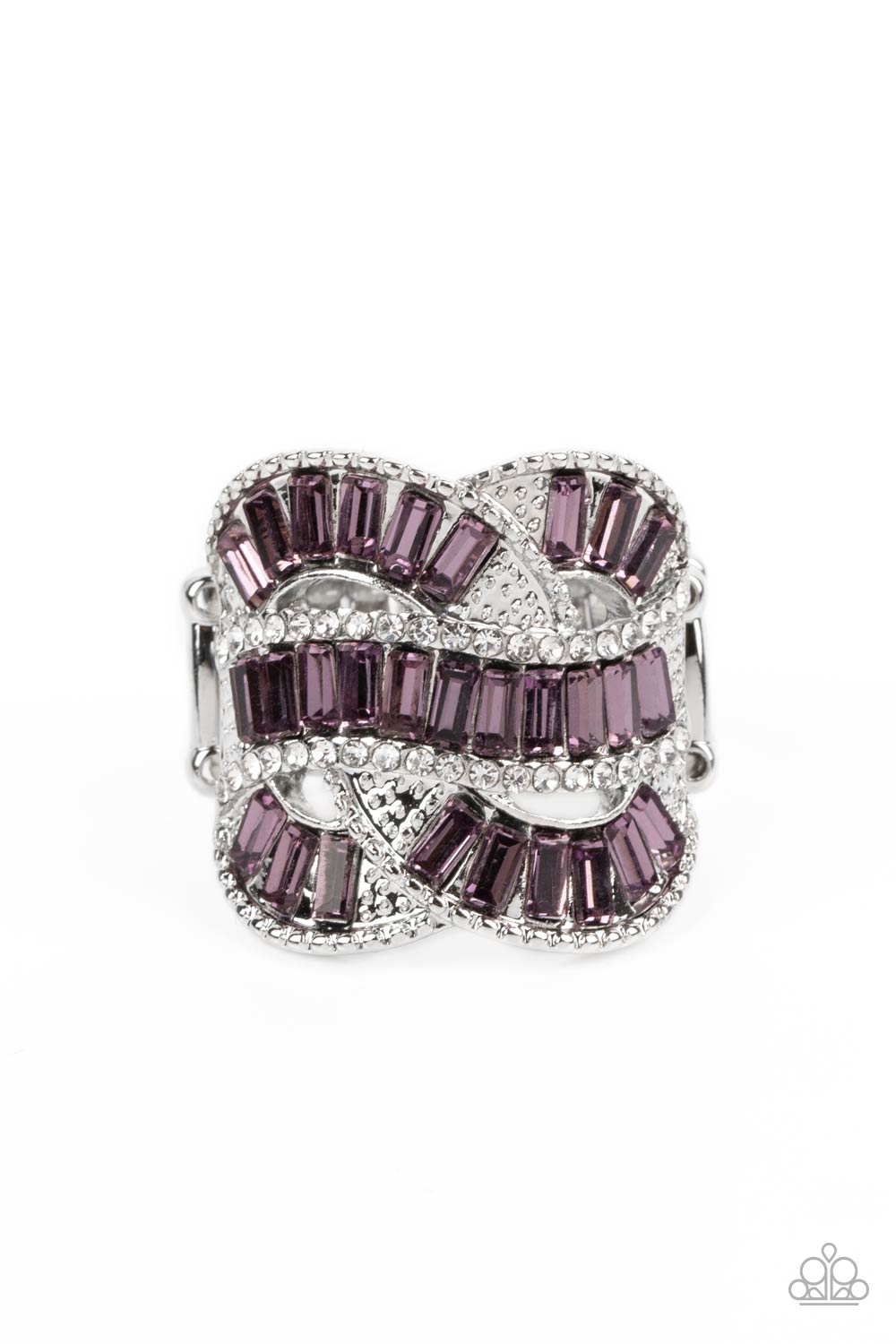 Six-Figure Flex - Purple & White Rhinestone Ring Paparazzi R0398