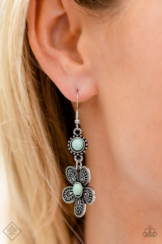 Free-Spirited Flourish - Blue Flower Earring Fashion Fix November 2022 Paparazzi E1047