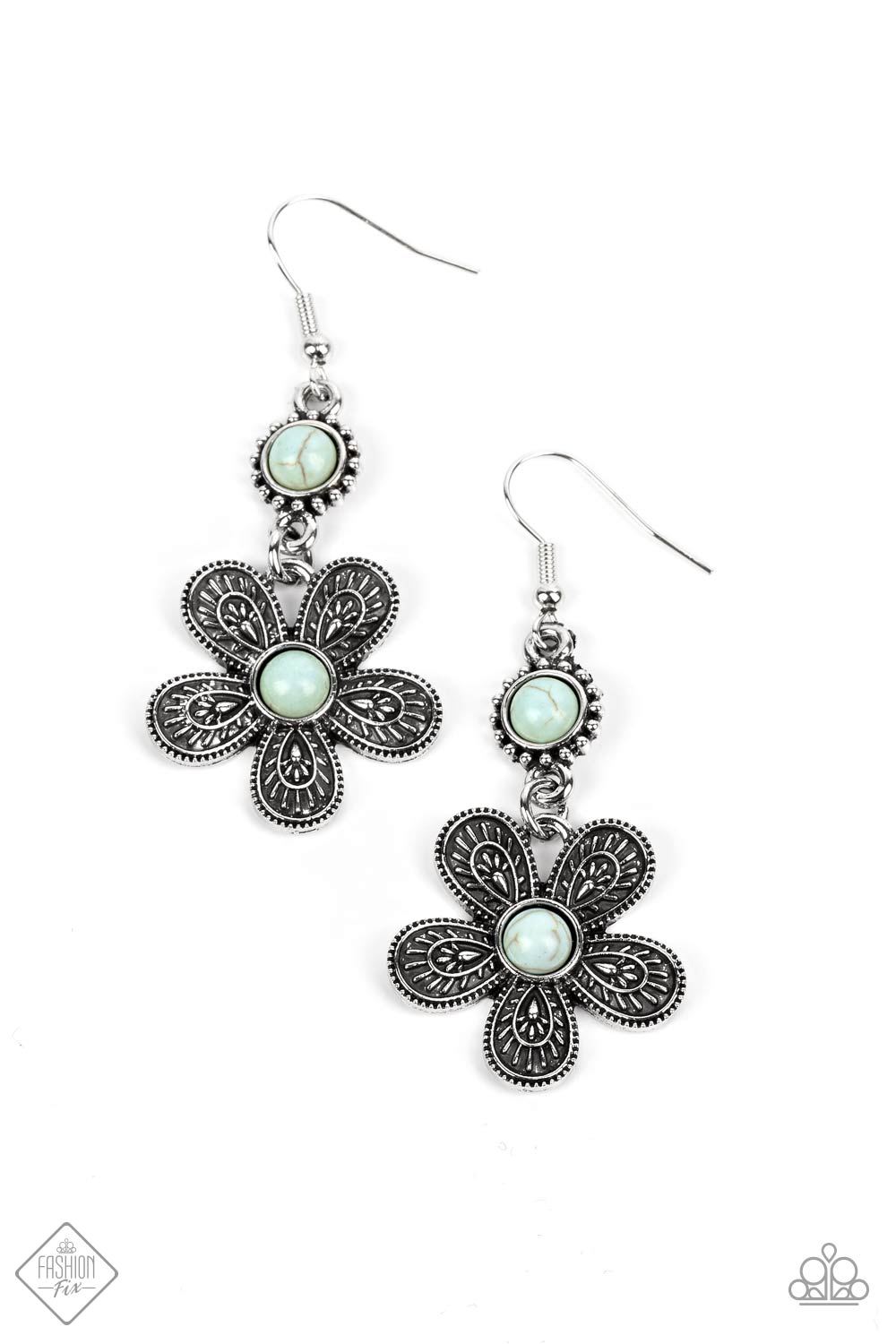 Free-Spirited Flourish - Blue Flower Earring Fashion Fix November 2022 Paparazzi E1047