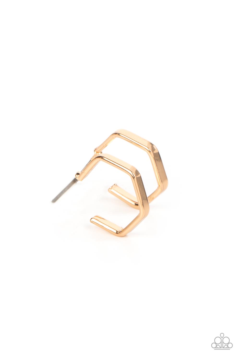 Haute Hexagons - Gold Hexagon 1/2 Inch Hoop Earring Paparazzi E1279