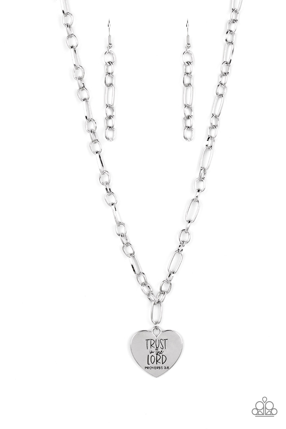 Perennial Proverbs - Silver Inspirational "Trust In the Lord" Heart Necklace Paparazzi N1185