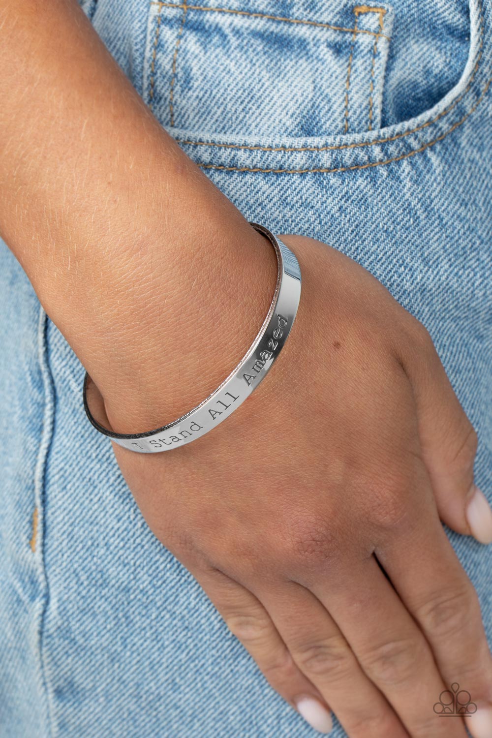 I Stand All Amazed - Silver Inspirational " I Stand All Amazed" Cuff Bracelet Paparazzi B0802