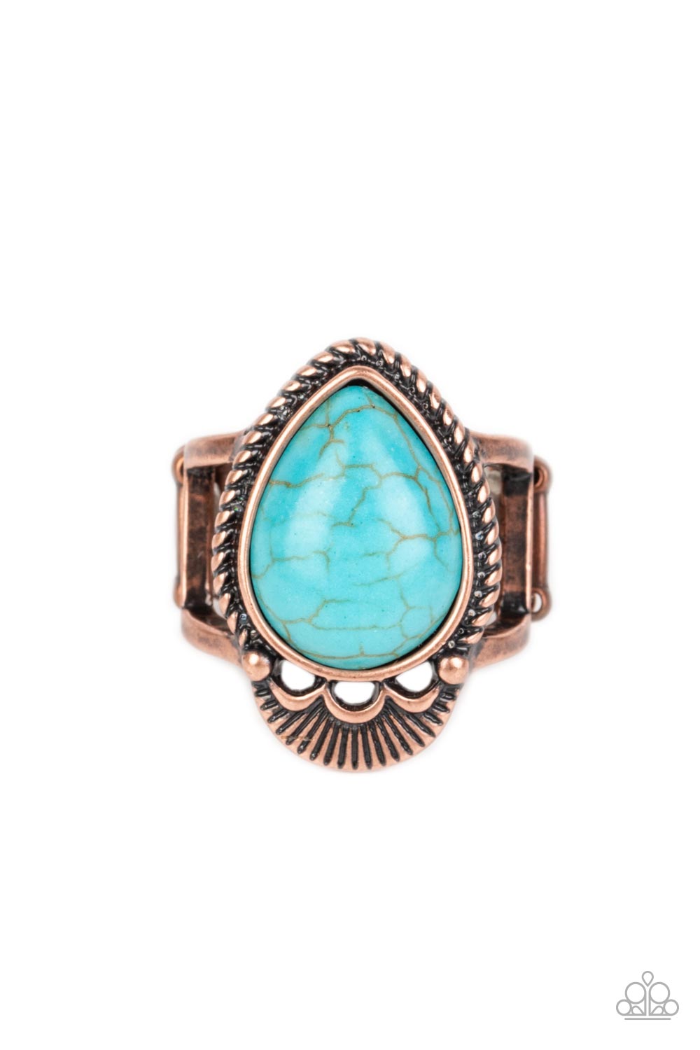 Rural Rapids - Copper & Turquoise Stone Santa Fe Style Ring Paparazzi R0424