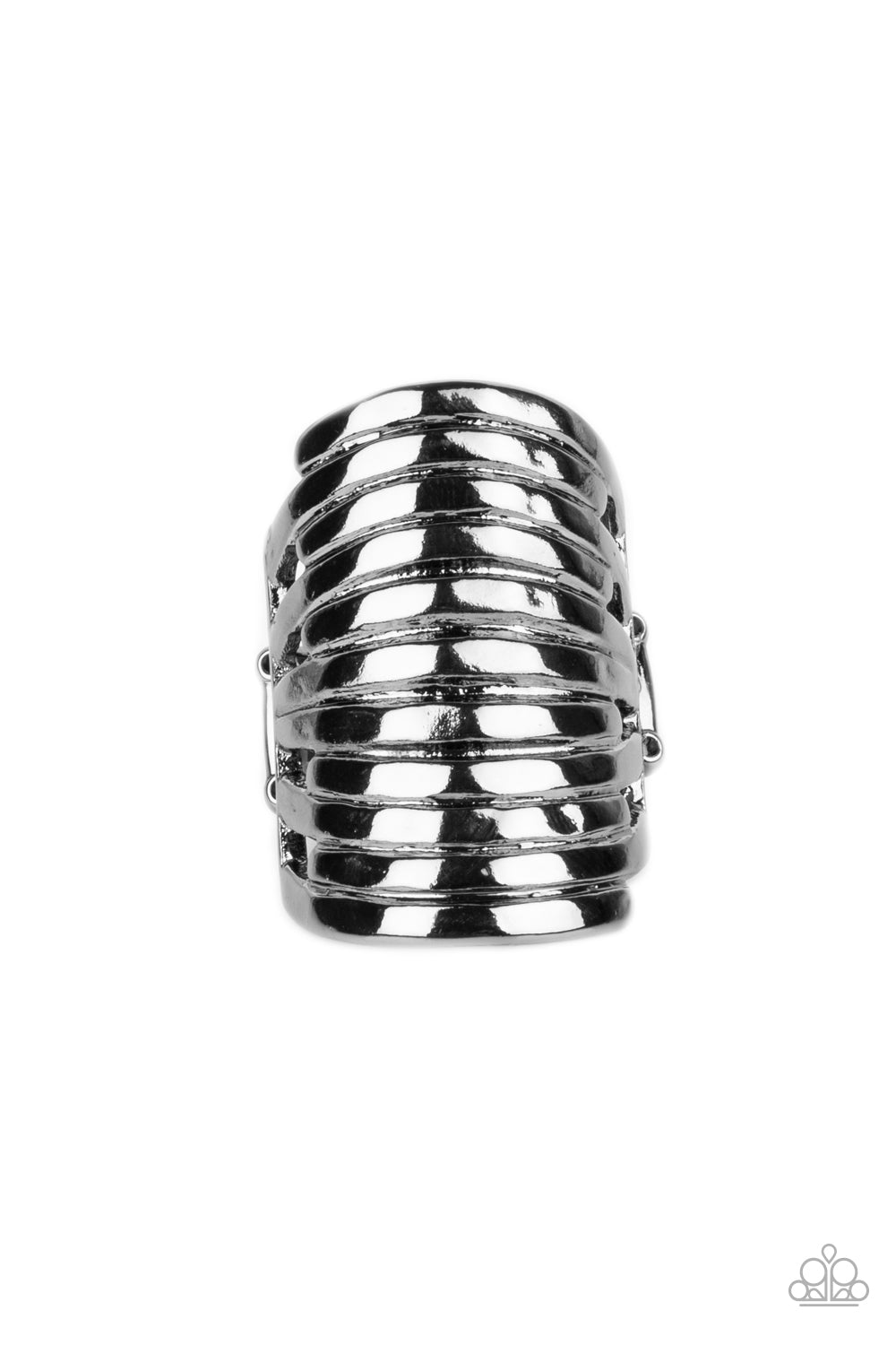 Imperial Glory - Black Gunmetal High Sheen  Ring Paparazzi R0490