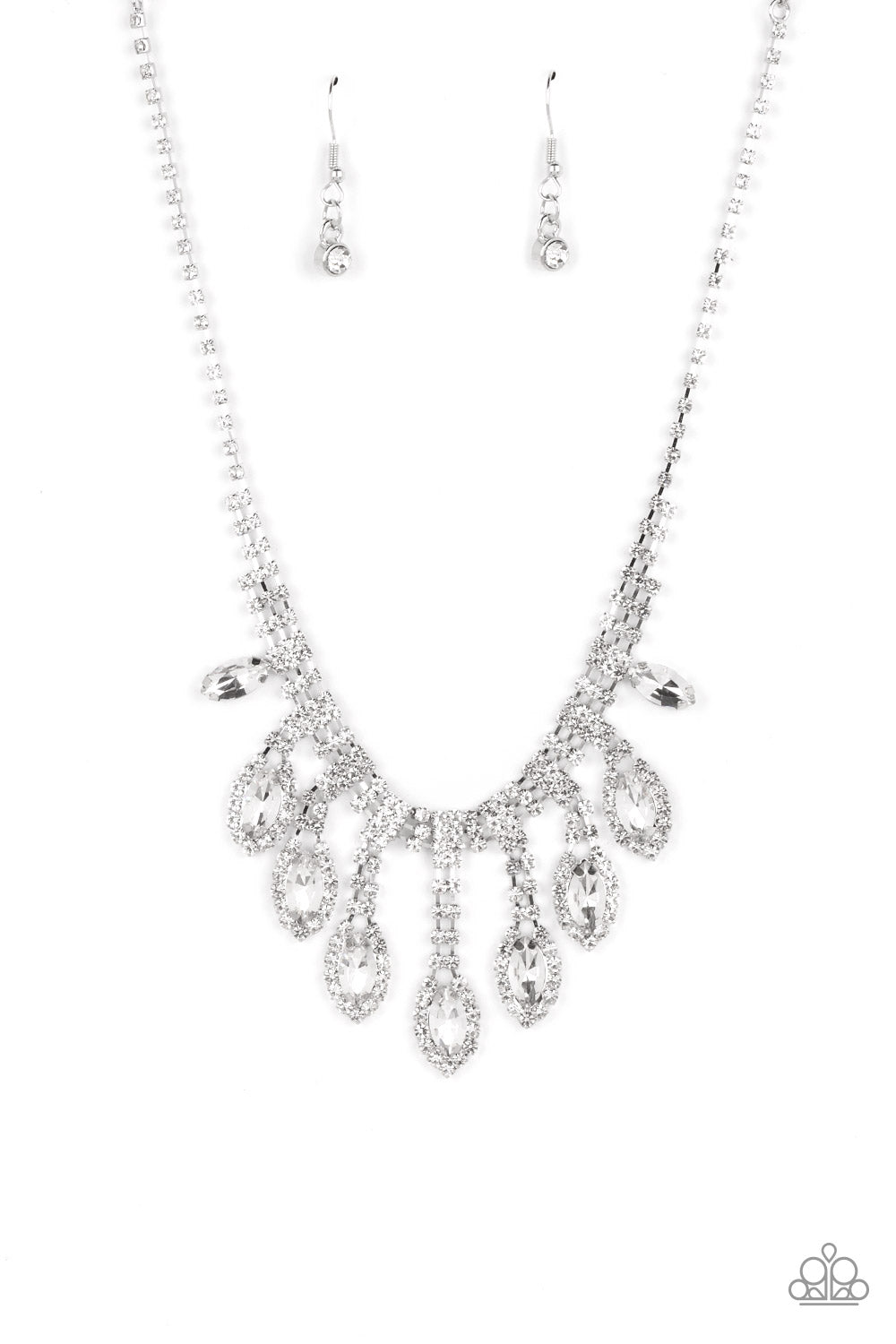 REIGNING Romance - White Rhinestone Necklace Life Of The Party November 2022 Paparazzi N1249