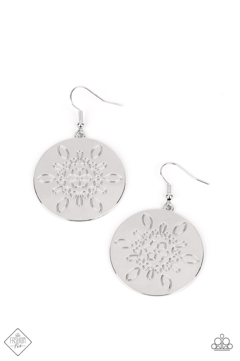 Tidal Taste - Silver Floral Earring Fashion Fix October 2022 Paparazzi E1044