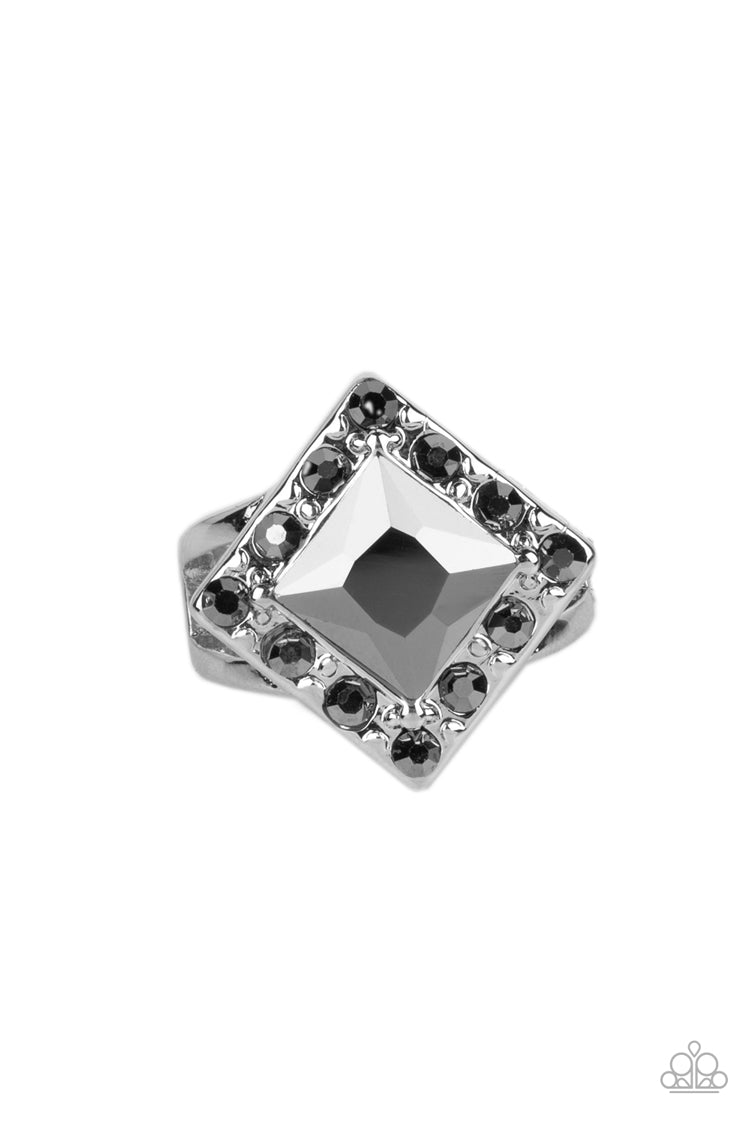 Transformational Twinkle - Silver Hematite Rhinestone Ring Paparazzi R0513