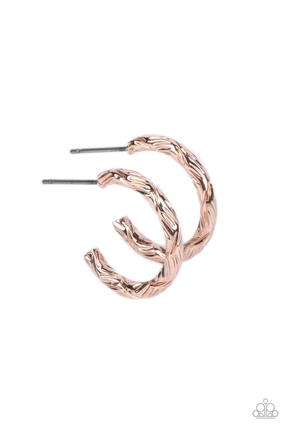 Triumphantly Textured - Rose Gold 1/2 Inch Hoop Earring Paparazzi E1242