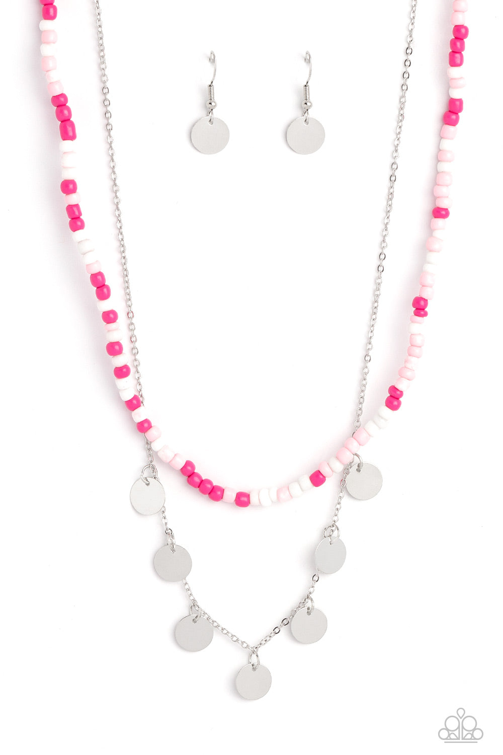 Comet Candy - Pink Peacock, Baby Pink And White Seed Bead Necklace Paparazzi N1268