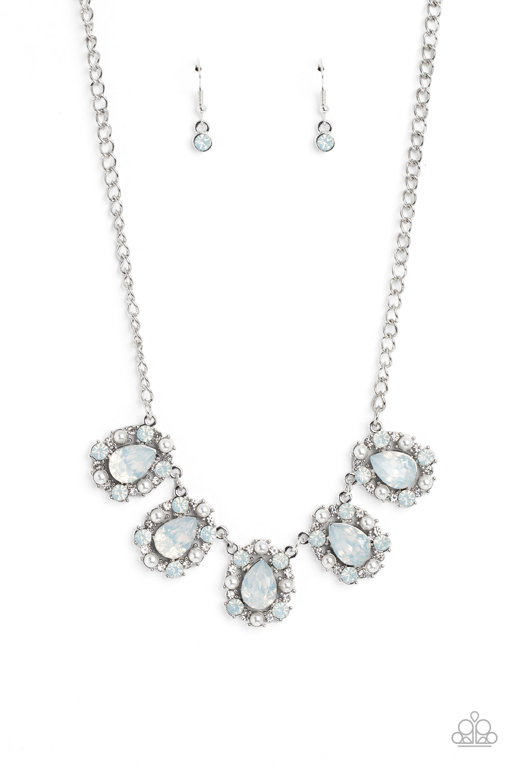 Pearly Pond - White Opalescent Teardrop Gem Necklace Paparazzi N1495