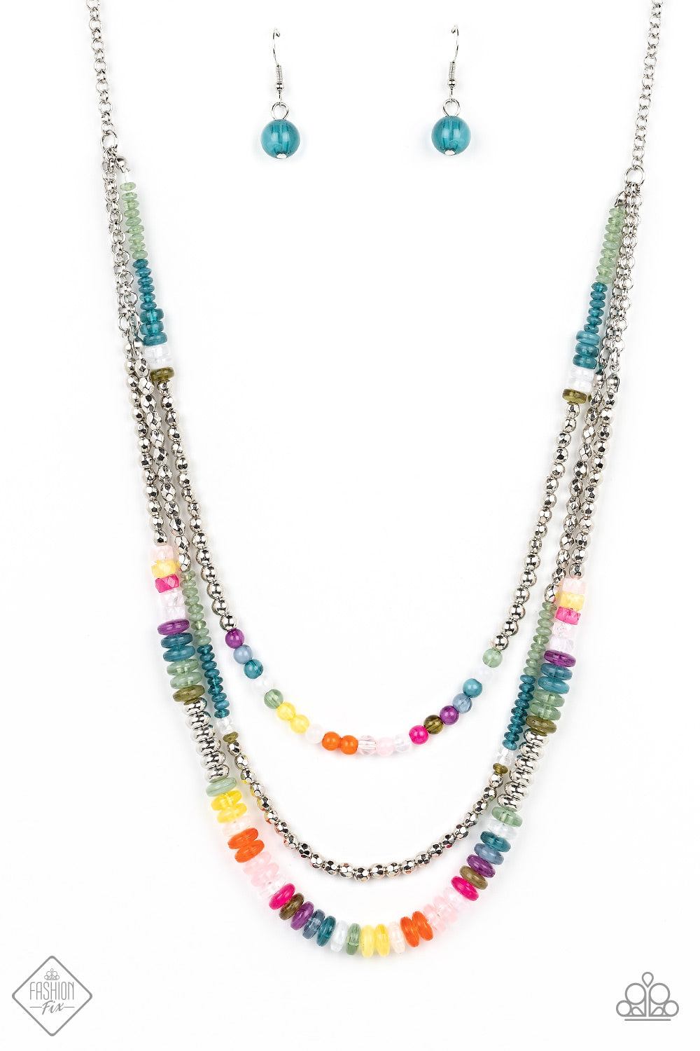 Newly Neverland - Multicolored Silver, Solid, Milky, Cloudy Bead Necklace Fashion Fix October 2022 Paparazzi N1190