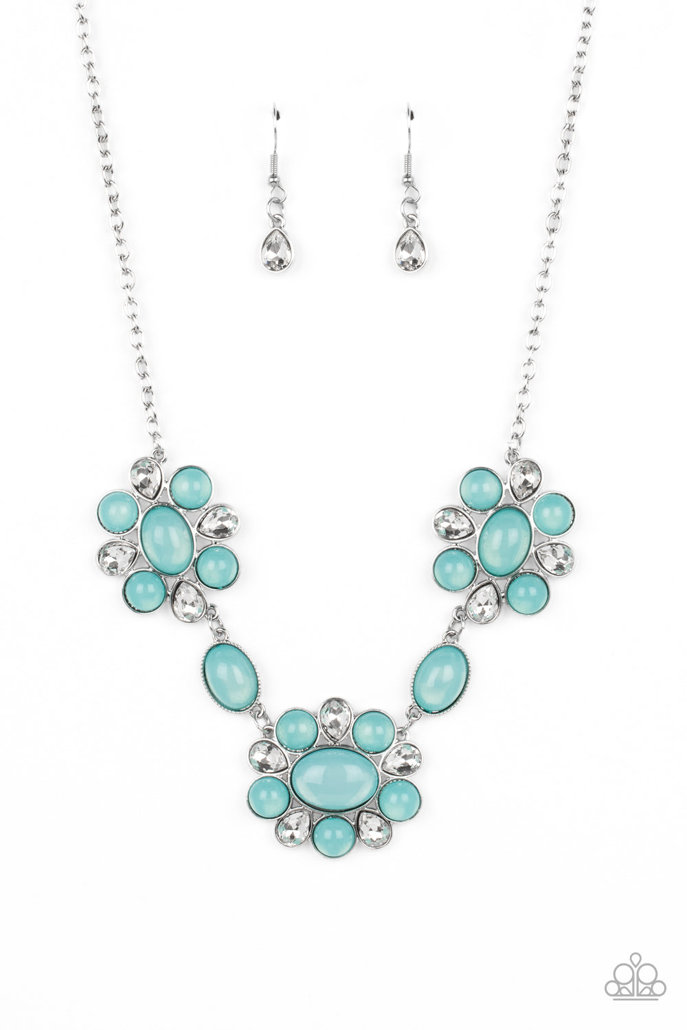 Your Chariot Awaits - Blue Waterspout Opalescent Bead Necklace Paparazzi N1410