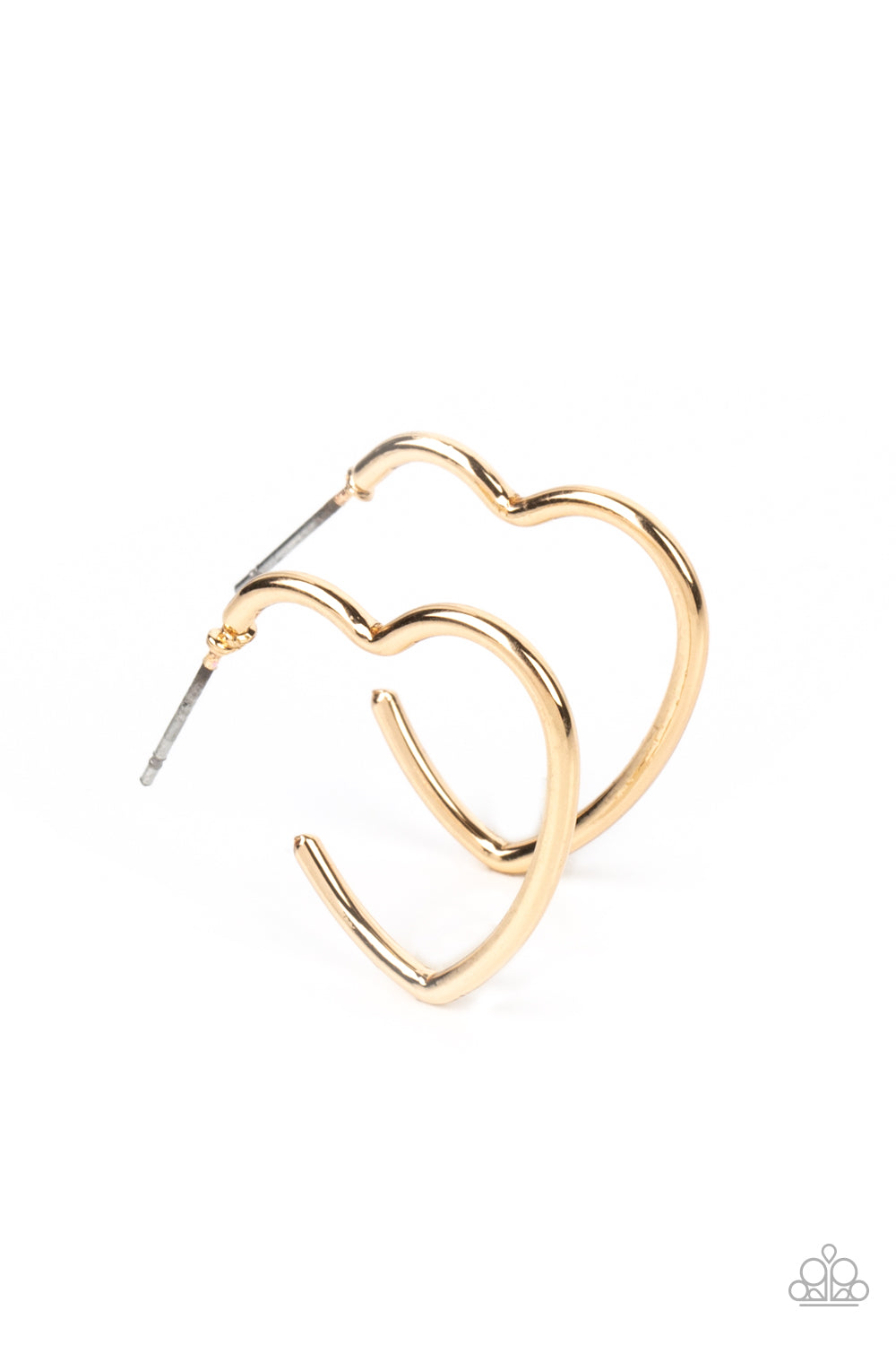 Burnished Beau - Gold Heart 1 Inch Hoop Earring Paparazzi E1202