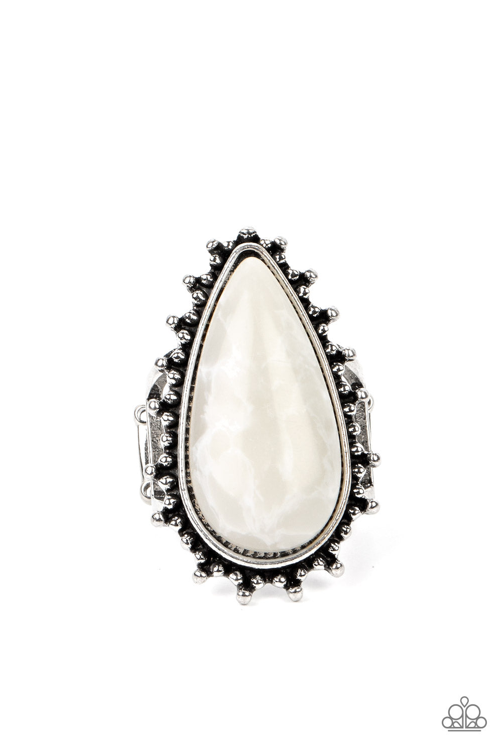 Down-to-Earth Essence - White Teardrop Stone Ring Paparazzi R0254