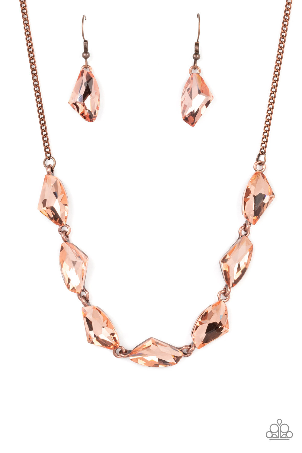 Raw Rapture - Copper Rhinestone Aysmmetrical Necklace Paparazzi N1456