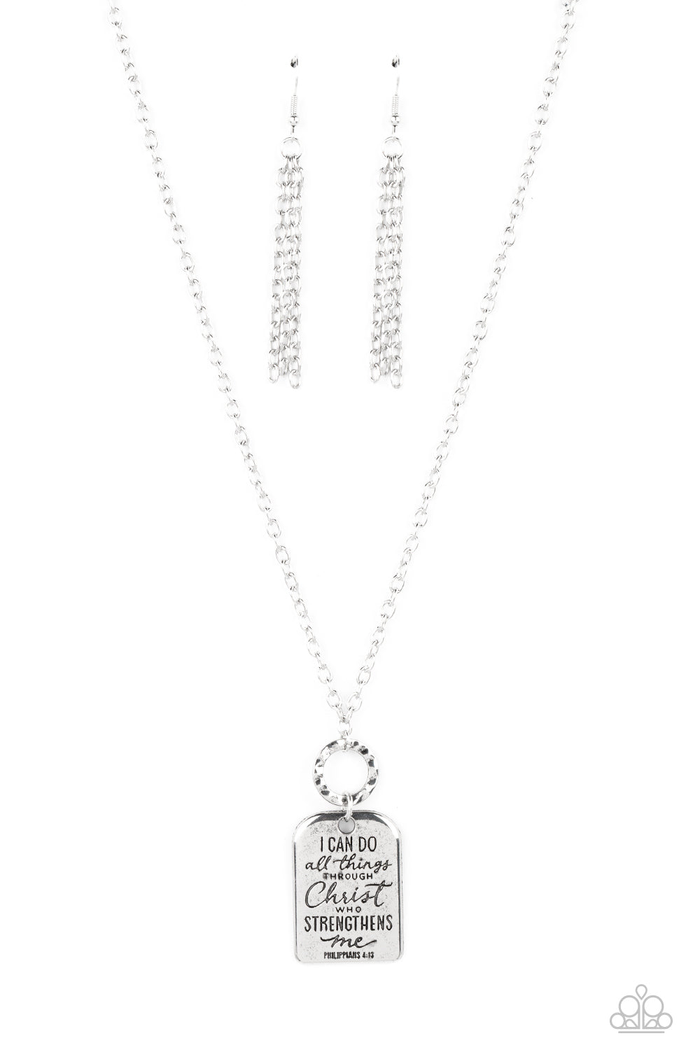 Persevering Philippians - Silver Faith "I Can Do All Things Through Christ Who Strengthens Me" Necklace Paparazzi N1207