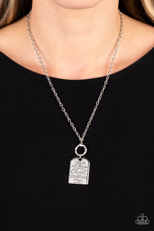 Persevering Philippians - Silver Faith "I Can Do All Things Through Christ Who Strengthens Me" Necklace Paparazzi N1207