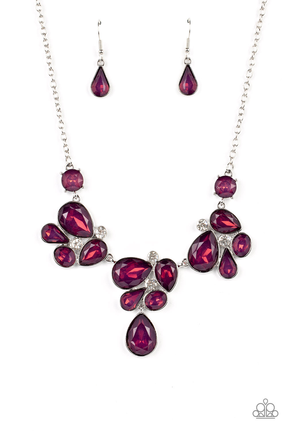 Everglade Escape - Purple Plum & Sparkling White Rhinestone Necklace Paparazzi N1401