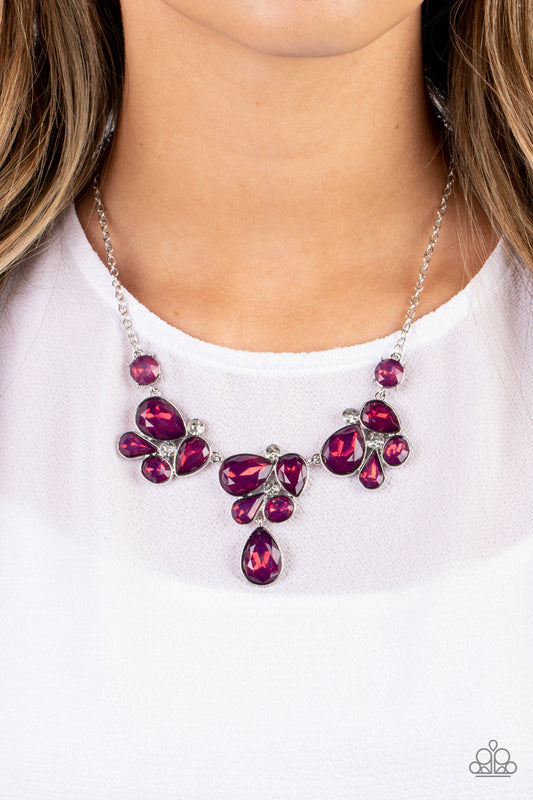 Everglade Escape - Purple Plum & Sparkling White Rhinestone Necklace Paparazzi N1401