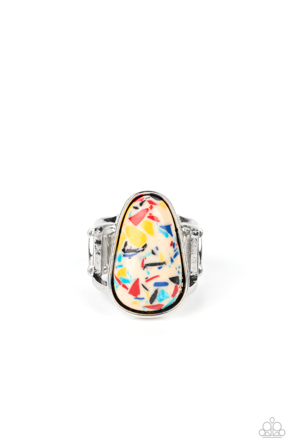 Bodacious Babe - Yellow Multicolored Speckle Stone Ring Paparazzi R0588