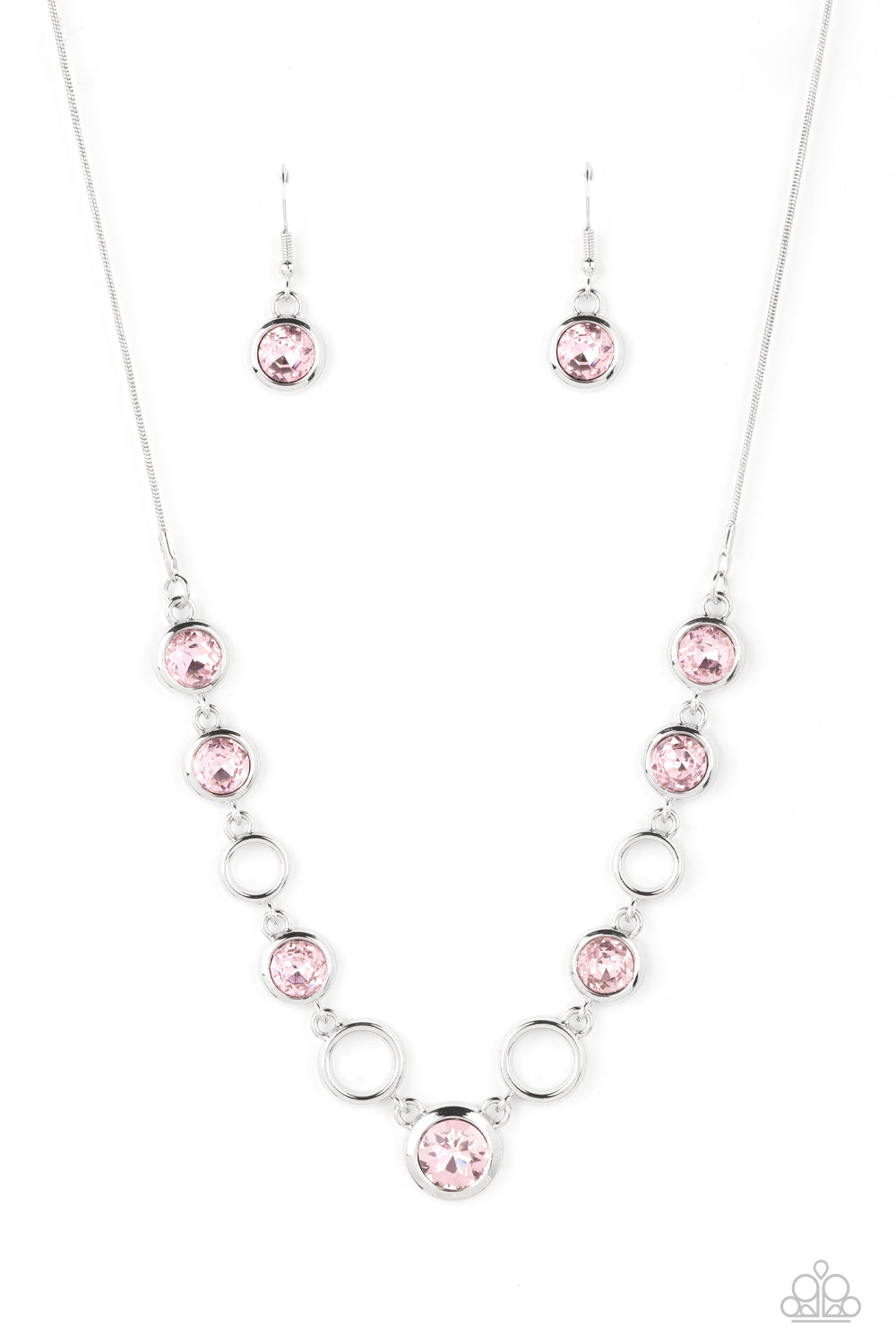 Elegantly Elite - Pink Rhinestone Necklace Paparazzi N1349