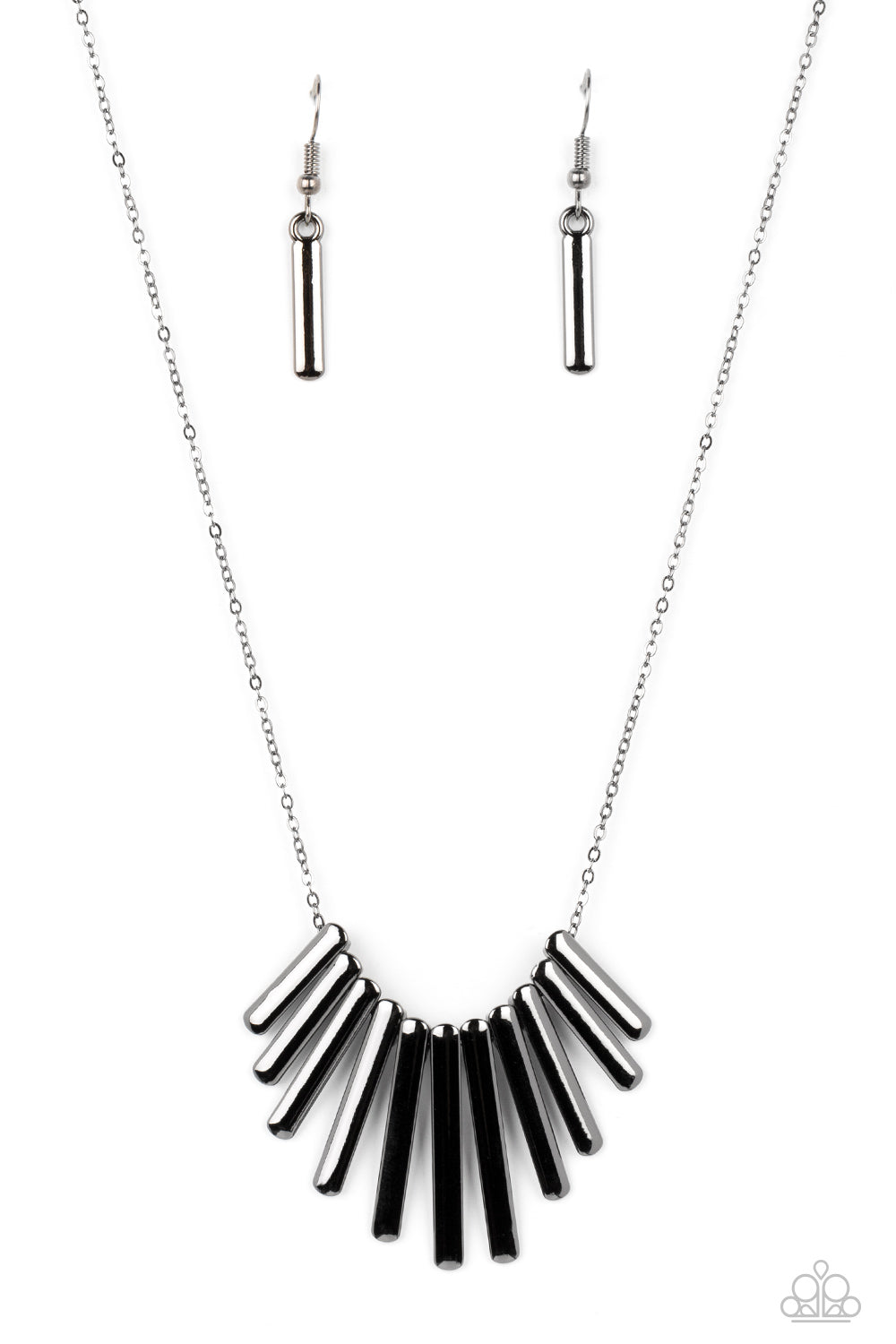 Leading MANE - Black Gunmetal High Sheen Fringe Necklace N1538