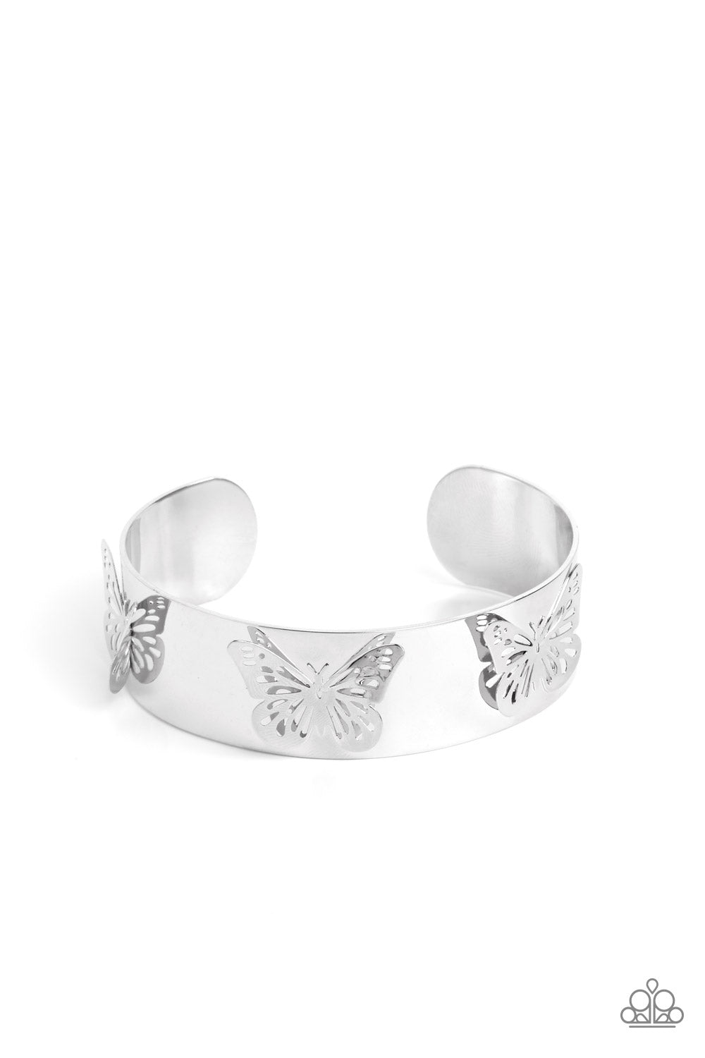 Magical Mariposas - Silver Butterfly Cuff Bracelet Paparazzi B1323