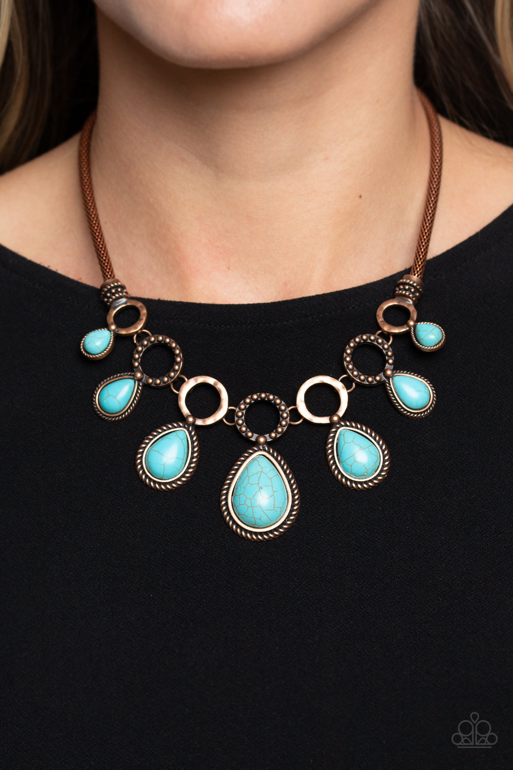 Riverside Relic - Copper & Turquoise Stone Santa Fe Style Necklace Paparazzi N1403