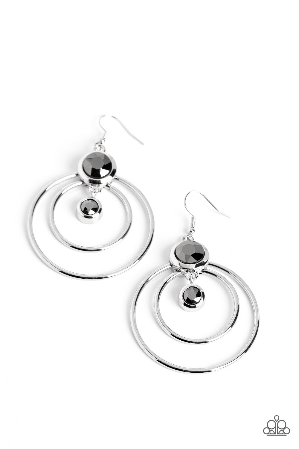 Dapperly Deluxe - Silver Hematite Rhinestone Earring Paparazzi E1188