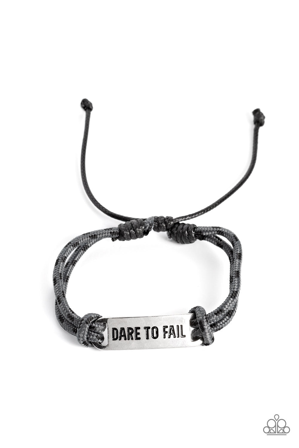 Dare to Fail - Silver Urban Inspirational Paracord Bracelet "Dare to Fail" Paparazzi B0870