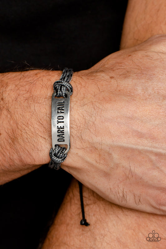 Dare to Fail - Silver Urban Inspirational Paracord Bracelet "Dare to Fail" Paparazzi B0870