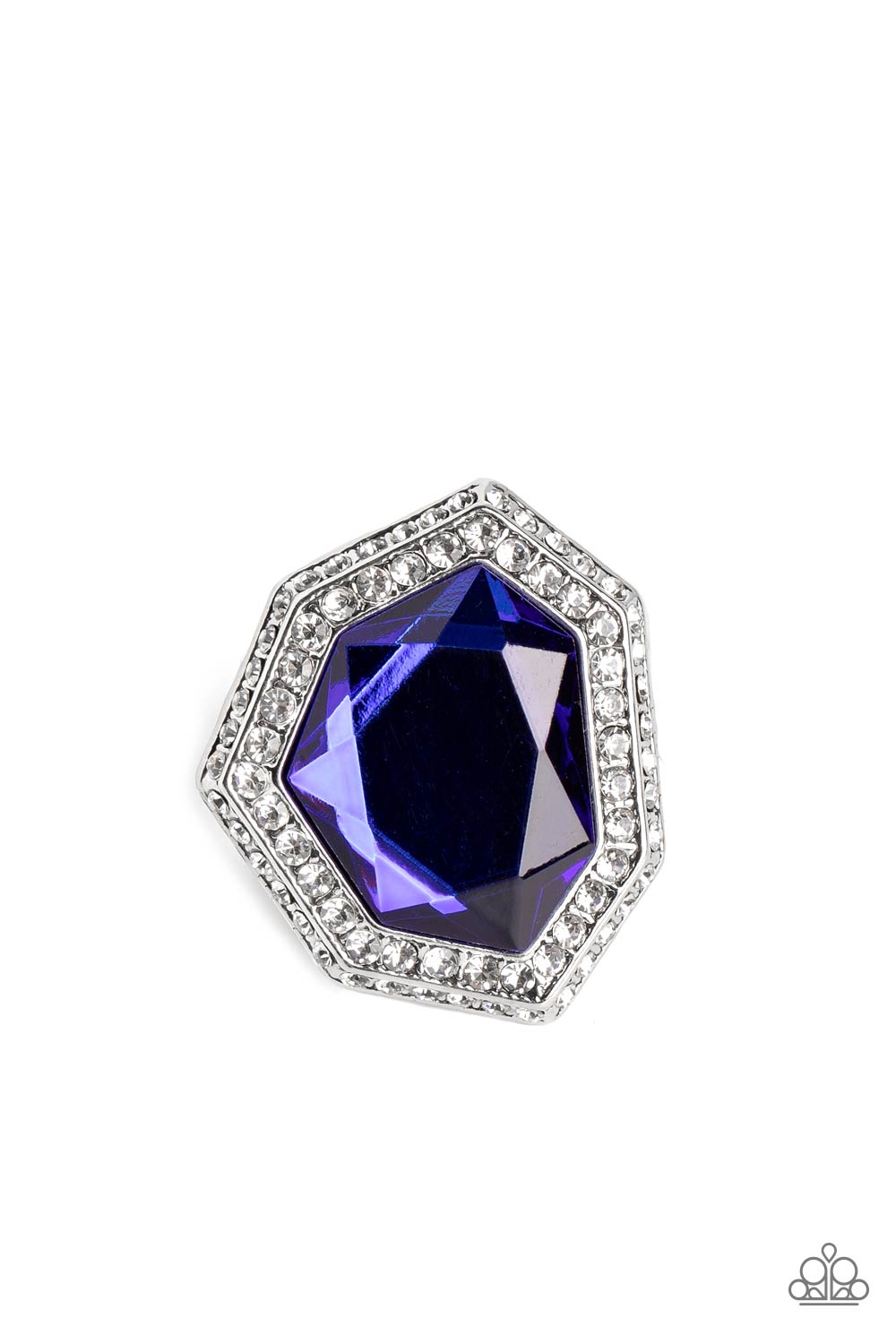 Smoldering Sass - Blue Royal Gem & White Rhinestone Ring Paparazzi R0403