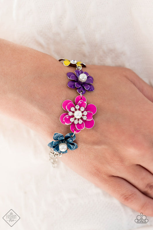 Flower Patch Fantasy - Multi Colorful Flower Bracelet September 2022 Fashion Fix Paparazzi B0700