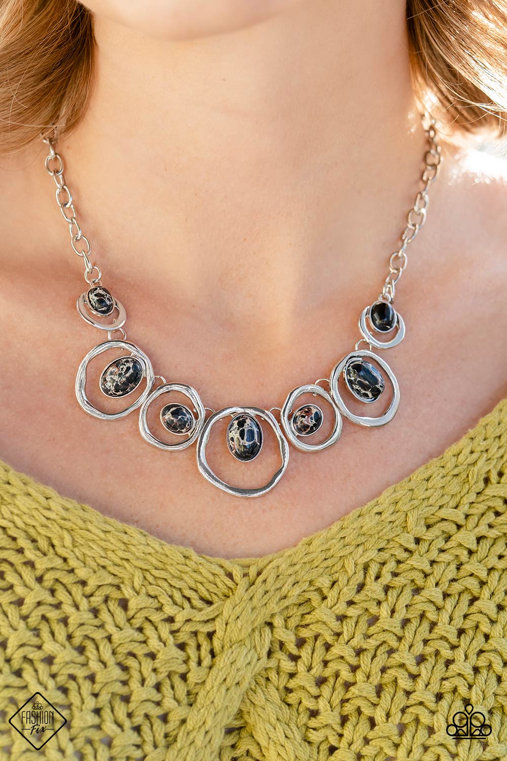 Marble Medley - Black Stone Santa Fe Style Necklace Fashion Fix December 2022 Paparazzi N1322