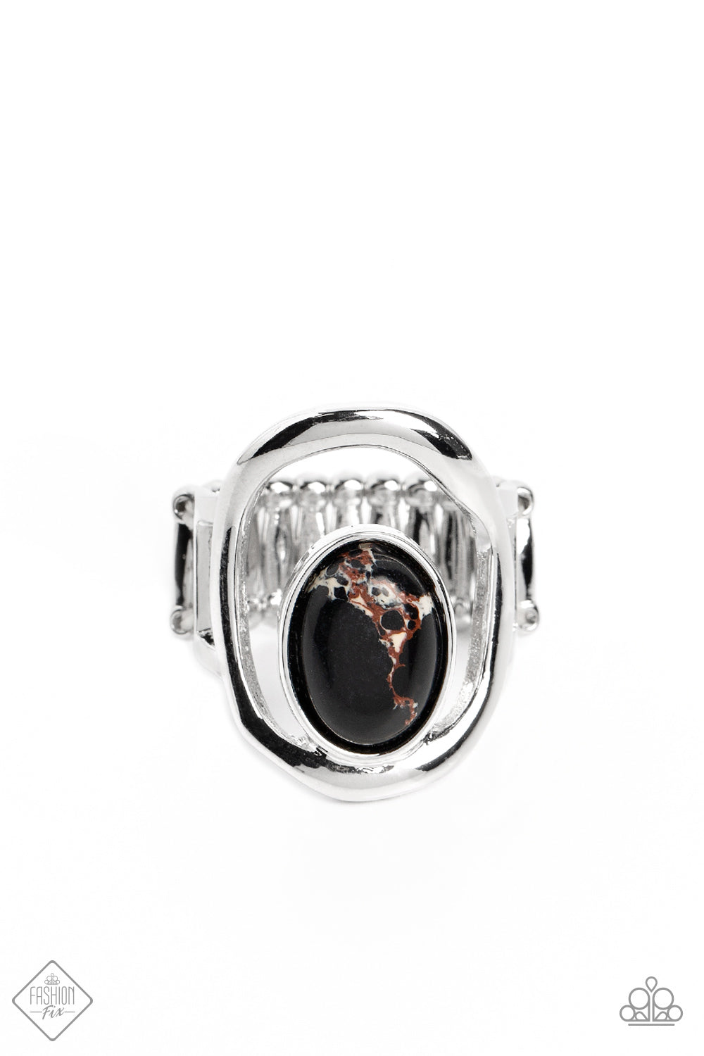 Marble Masterpiece - Black Stone Santa Fe Style Ring Fashion Fix December 2022 Paparazzi R0405