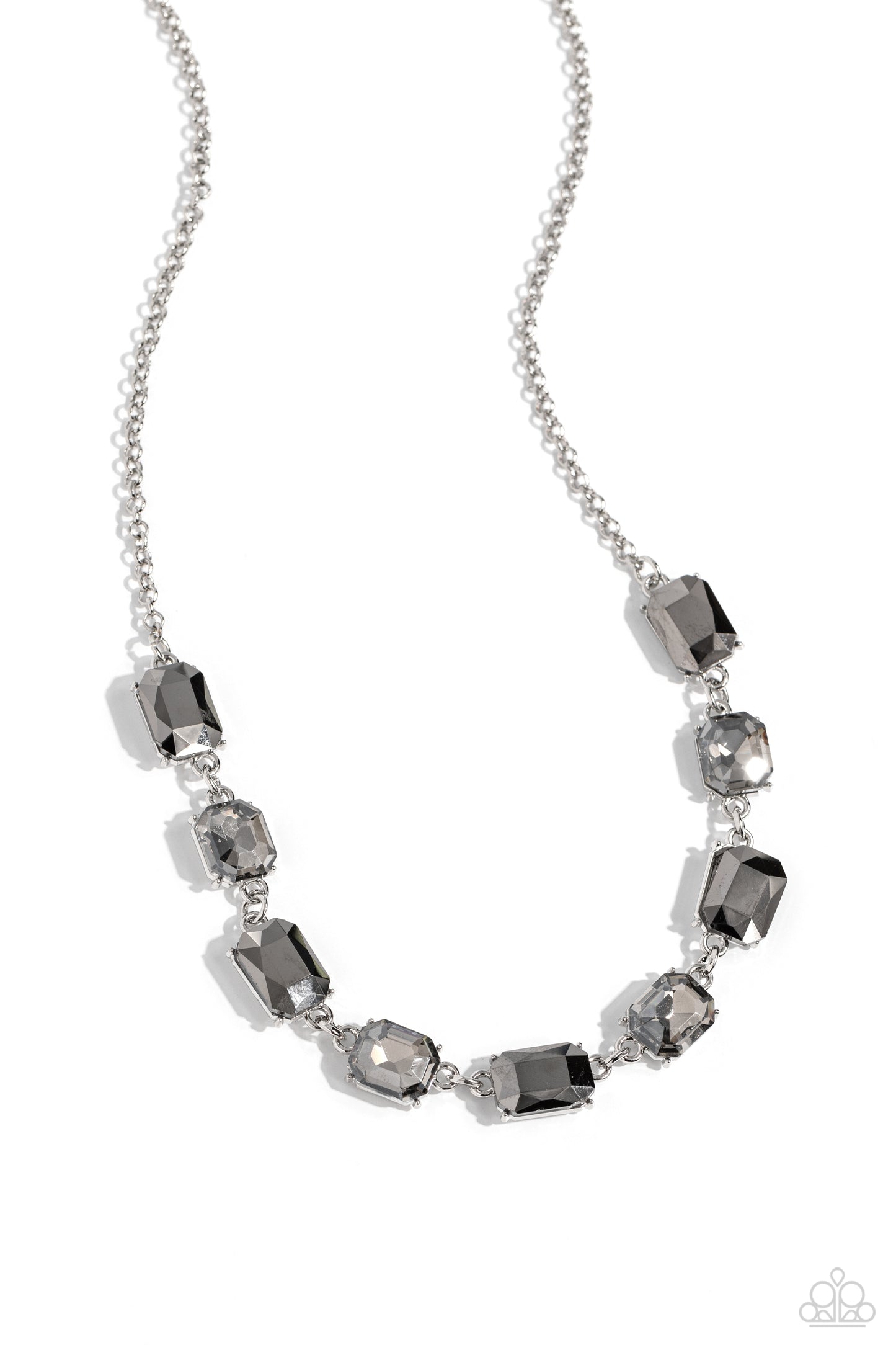 Emerald Envy - Silver Emerald Cut Smoky Gem Necklace Paparazzi N1789