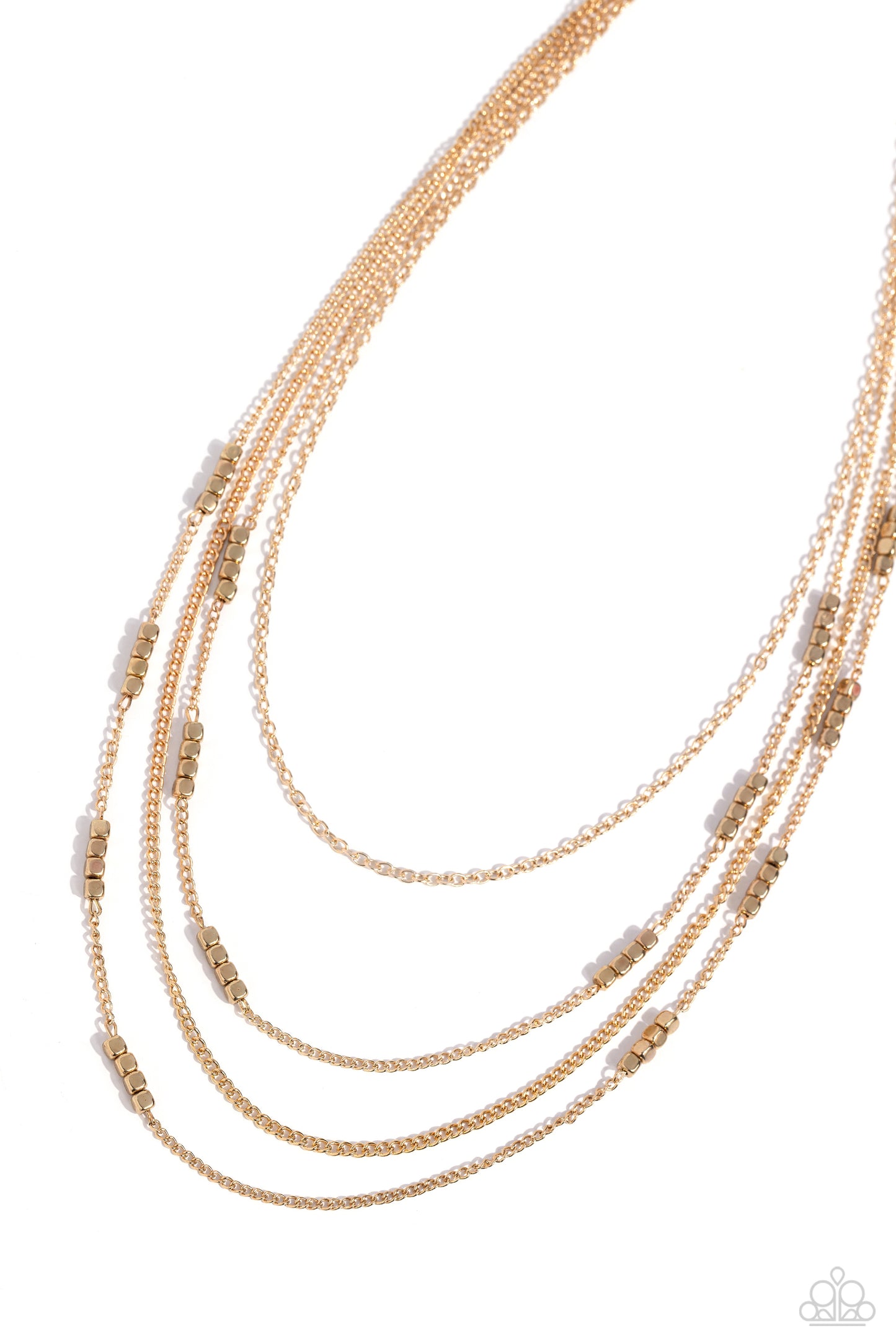 Metallic Monarch - Gold Bead & Chain Multilayer Necklace Paparazzi N1937