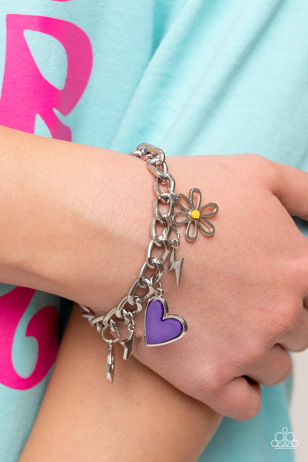 Turn Up the Charm - Purple Heart Charm Bracelet Paparazzi B0992