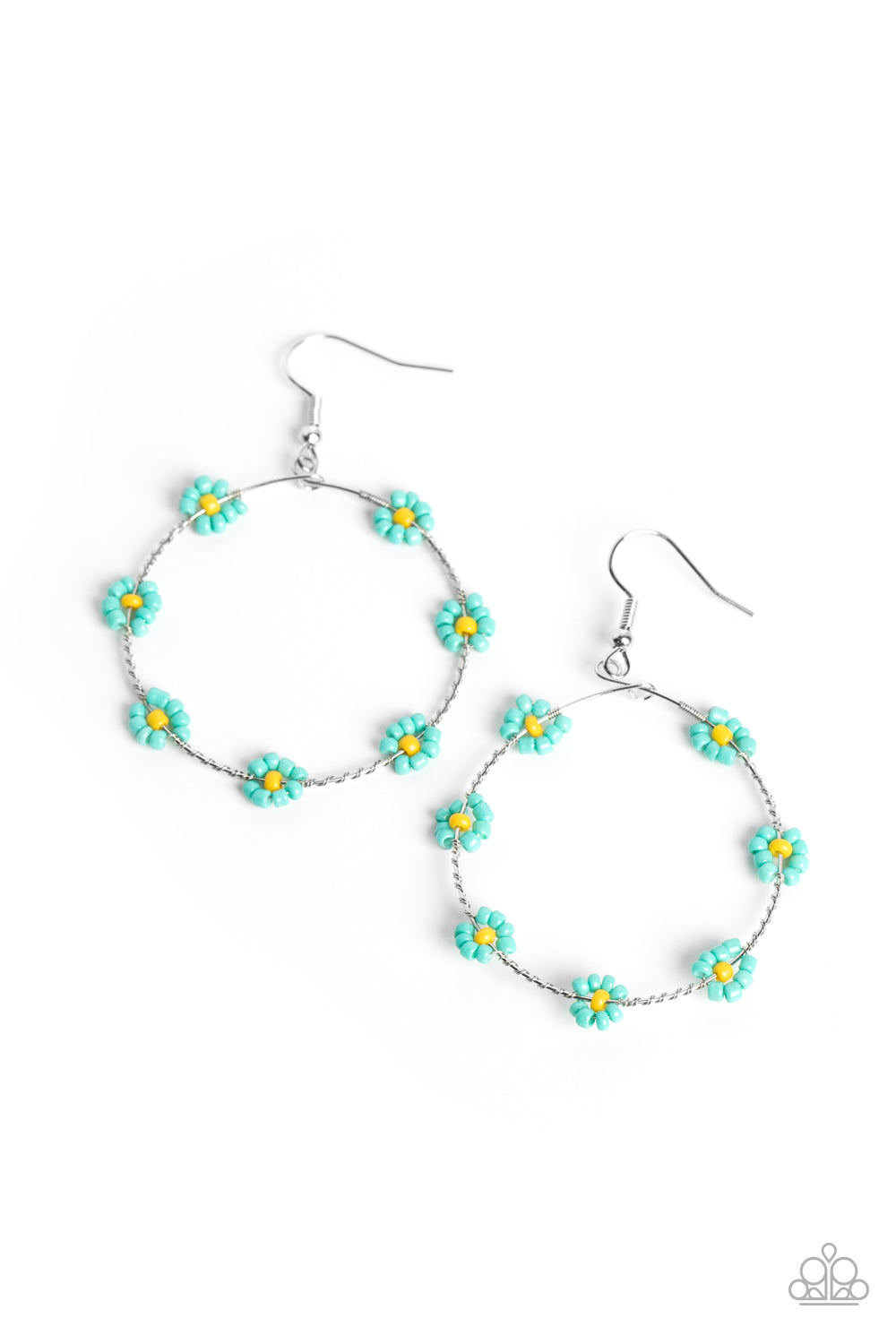 Dainty Daisies - Blue Seed Bead Flower Earring Paparazzi E1428