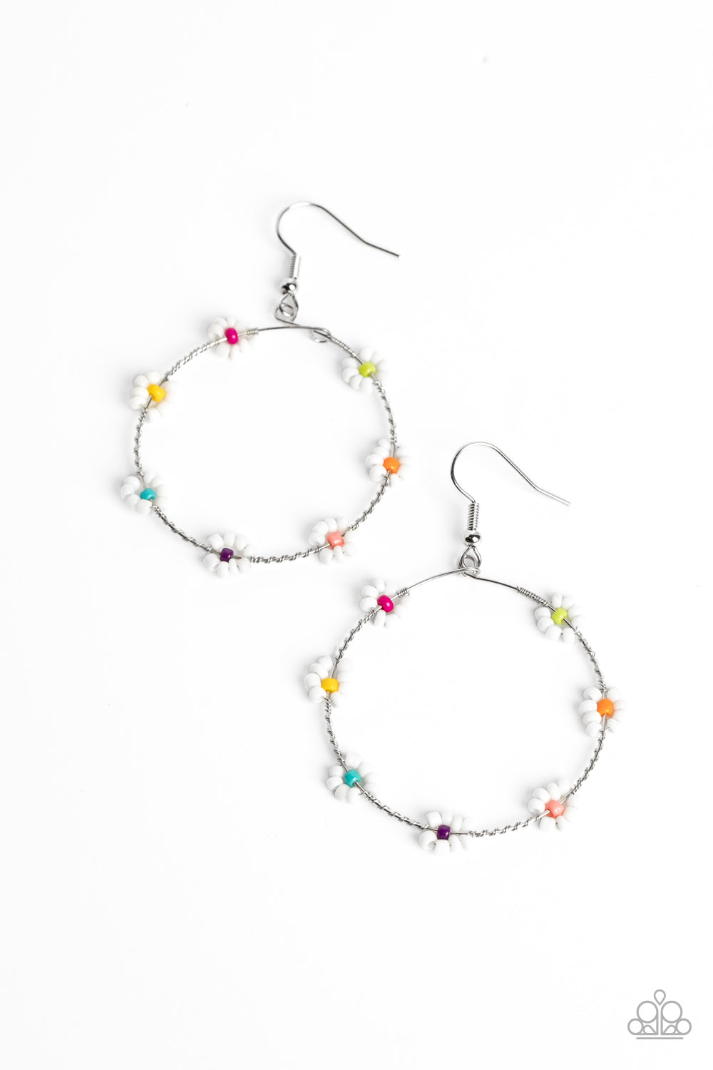 Dainty Daisies - Multi Color & White Seed Bead Flower Earring Paparazzi E1263