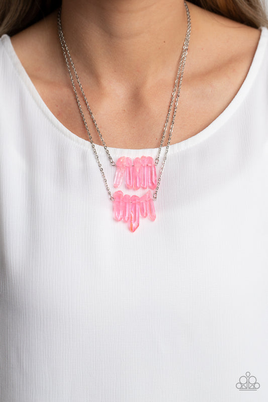 Crystal Catwalk - Pink Crystal-Like Stone Multi Layer Necklace Paparazzi N1634