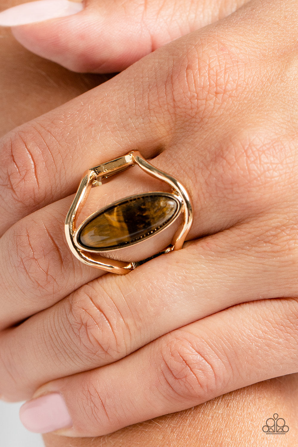 Spartan Stone - Brown Tiger's Eye Stone Ring Paparazzi R0472