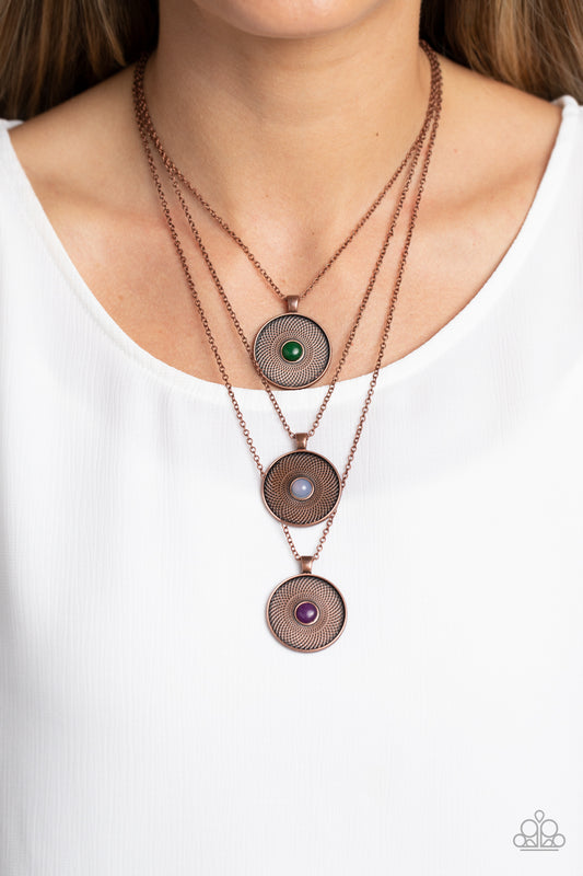 Geographic Grace - Copper Pendant Triple Layer Necklace Paparazzi N1509