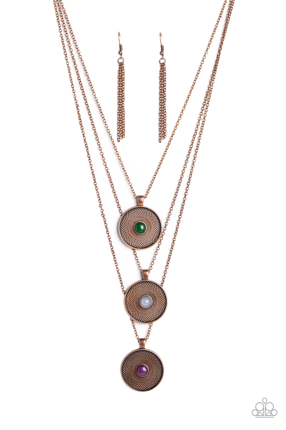 Geographic Grace - Copper Pendant Triple Layer Necklace Paparazzi N1509